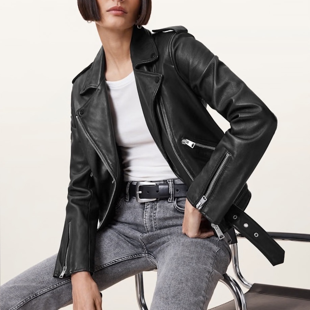 All Saints Balfern Leather Biker Jacket | AllSaints - Picture 13 of 14